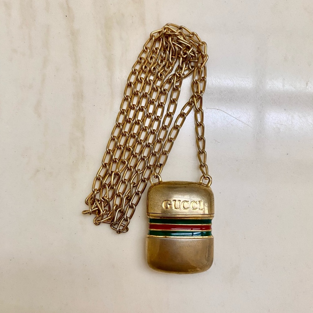 GUCCI VINTAGE PILL CASE 30” NECKLACE Authentic